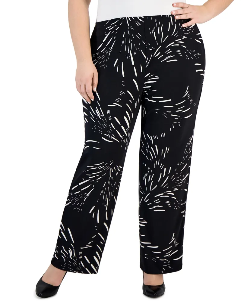 Jm Collection Plus Wide-Leg Pull-On Pants, Created for Macy's
