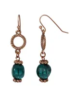 2028 Glass Green Bead Drop Earring