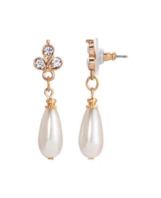 2028 Imitation Pearl Crystal Drop Earrings
