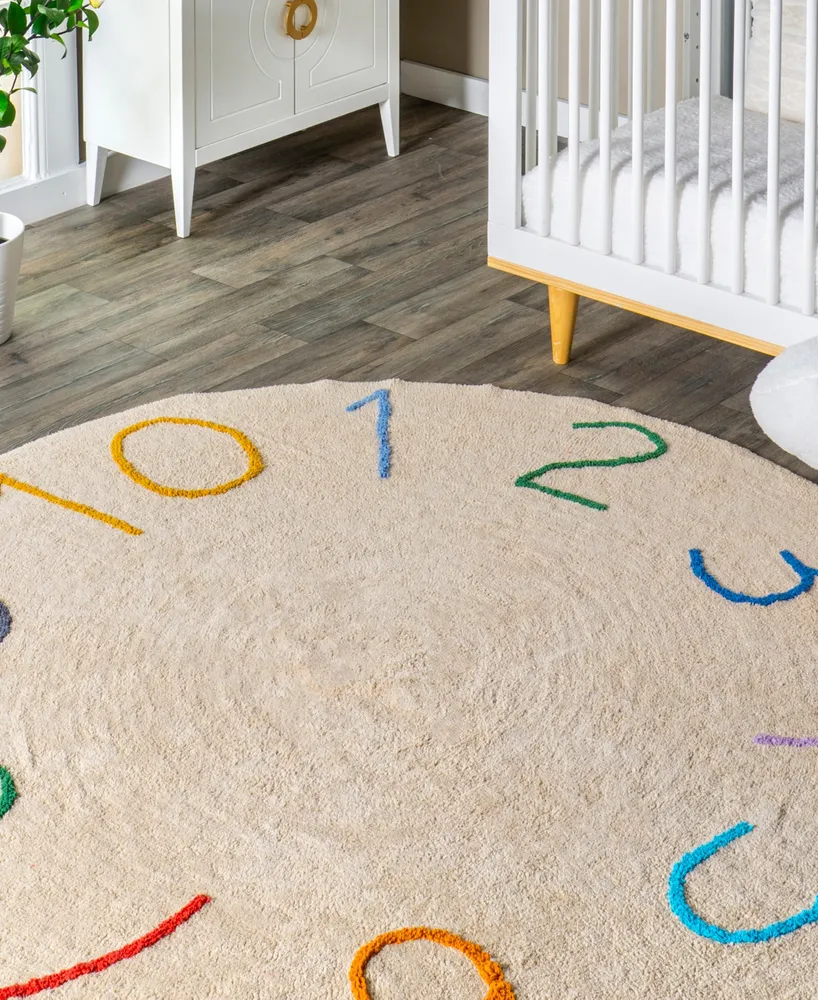 nuLoom Discovery Arely Numbers Washable Kids 4' x 4' Round Area Rug
