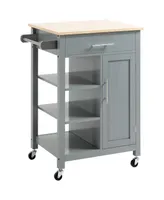 Homcom Compact Kitchen Storage Cabinet Utility Cart on Wheels with Open Shelf and Storage Drawer for Dining Room, Kitchen
