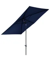 Outsunny 6.5' x 10' Rectangular Market Umbrella, Patio Outdoor Table Umbrella with Crank and Push Button Tilt