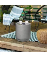 Homcom Lightweight Accent Table with Concrete Finish, Round Side Table with 4 Adjustable Feet for Indoor, Outdoor, Light Grey