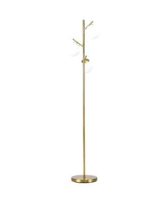 Homcom Modern Floor Lamp with Globe Shades, Sding Lamp,