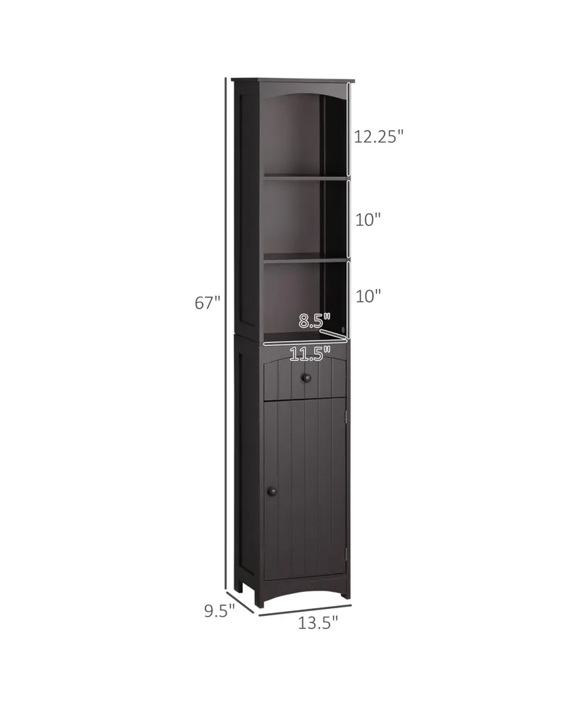 Homcom Bathroom Storage Cabinet, Free Standing Bath Storage Unit, Tall Linen Tower with 3-Tier Shelves and Drawer
