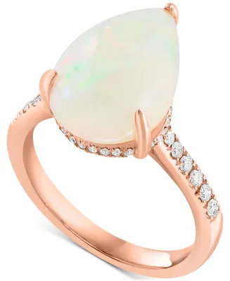 Effy Ethiopian Opal (4-5/8 ct. t.w.) & Diamond (1/4 ct. t.w.) Ring in 14k Rose Gold