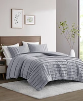 Beautyrest Maddox Striated Cationic Dyed Oversized 3-Pc. Duvet Cover Set