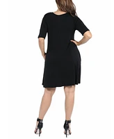 24seven Comfort Apparel Plus Knee Length Pocket T-shirt Dress