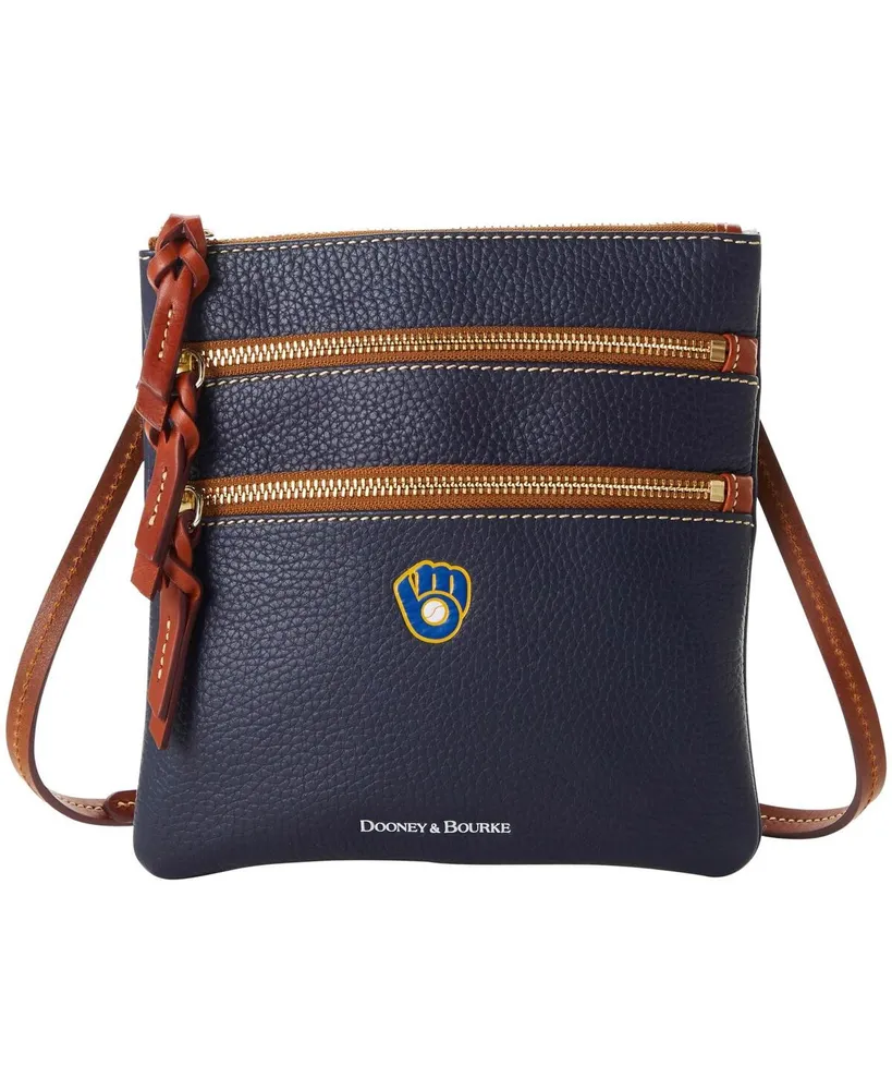 Women's Dooney & Bourke Milwaukee Brewers Pebble Triple-Zip Core Crossbody Purse