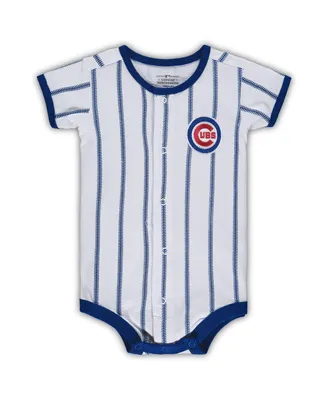 Newborn & Infant Boys and Girls White, Royal Chicago Cubs Power Hitter Short Sleeve Bodysuit