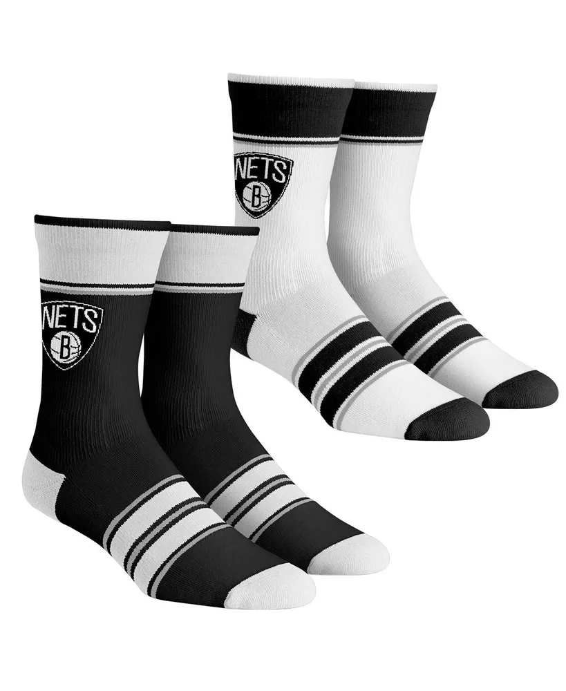 Youth Boys and Girls Rock 'Em Socks Brooklyn Nets Multi-Stripe 2-Pack Team Crew Sock Set