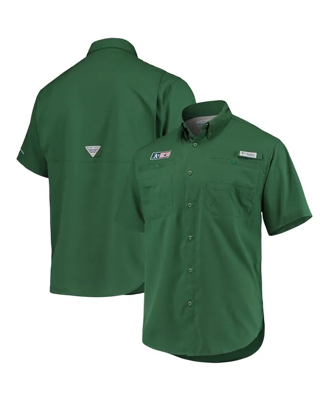 Columbia PFG Shirt Men XXL Green Safari Fishfinder Print Camp Button Up UPF  40