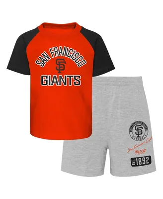 Infant Boys and Girls Orange Heather Gray San Francisco Giants Ground Out Baller Raglan T-shirt Shorts Set