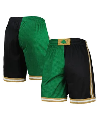 Men's Mitchell & Ness Kelly Green and Black Boston Celtics Hardwood Classics 2007 Split Swingman Shorts