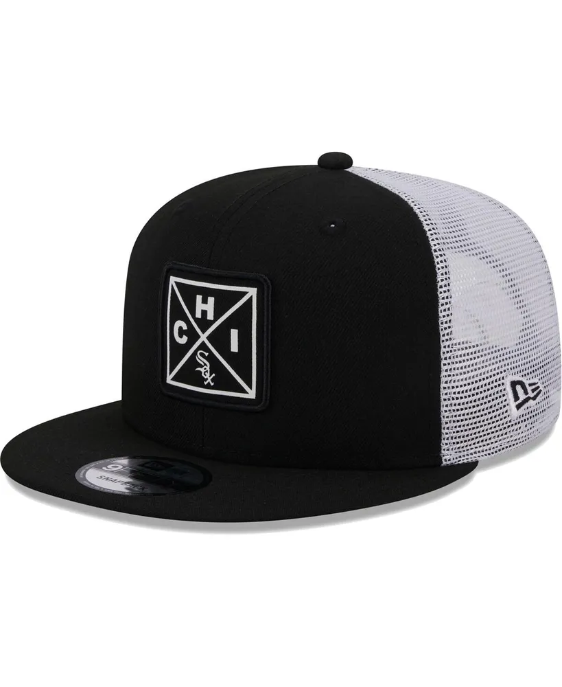 Men's New Era Black Chicago White Sox Vert Squared Trucker 9FIFTY Hat