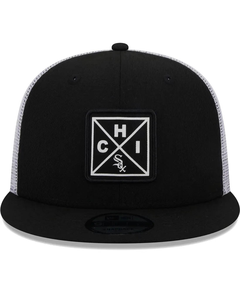 Men's New Era Black Chicago White Sox Vert Squared Trucker 9FIFTY Hat