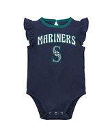Newborn and Infant Boys Girls Navy, Heather Gray Seattle Mariners Little Fan Two-Pack Bodysuit Set