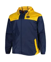 Men's Columbia Navy Milwaukee Brewers Flash Forward Challenger Big and Tall Omni-Shade Full-Zip Windbreaker