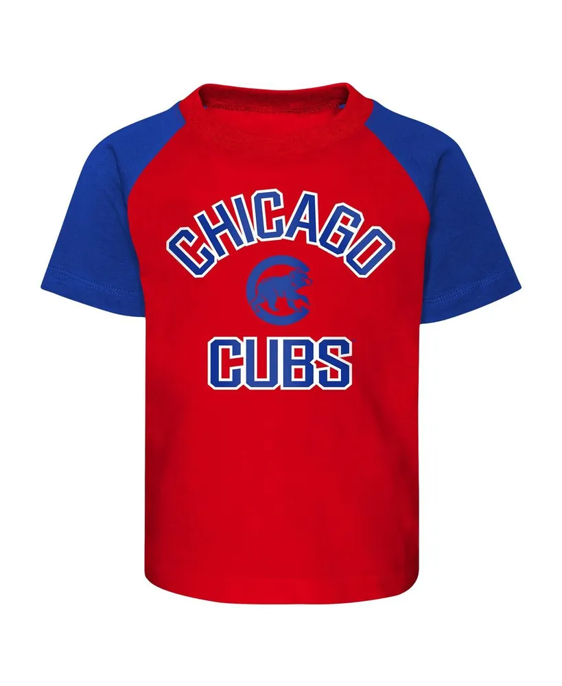 Little Boys and Girls Chicago Cubs Red, Heather Gray Groundout Baller Raglan T-shirt and Shorts Set