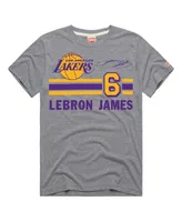 Men's Homage LeBron James Gray Los Angeles Lakers Number Tri-Blend T-shirt