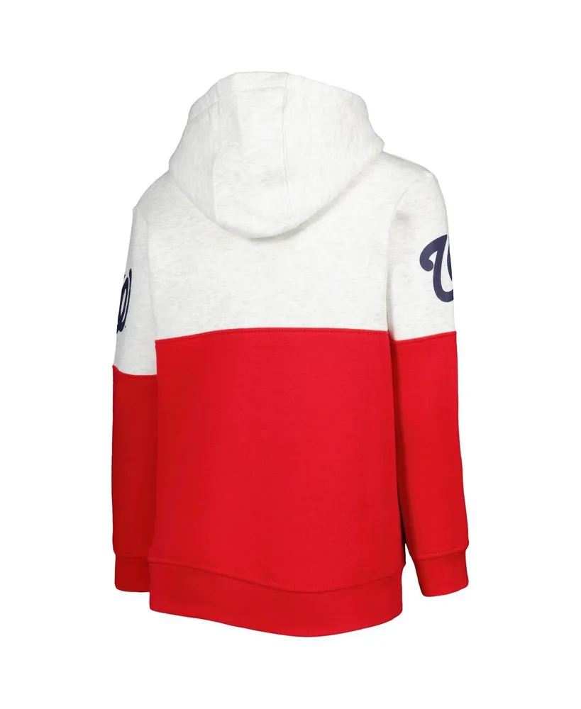 Big Boys and Girls Heather Gray, Red Washington Nationals Playmaker Pullover Hoodie