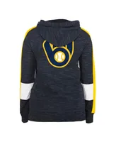 Women's New Era Navy Milwaukee Brewers Colorblock Full-Zip Hoodie