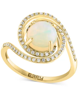 Effy Ethiopian Opal (1-3/4 ct. t.w.) & Diamond (1/4 ct. t.w.) Swirl Ring in 14k Gold