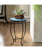 Outdoor Indoor Accent Table Plant Stand Cobalt