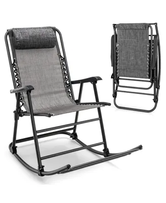 Costway Folding Zero Gravity Rocking Chair Rocker Outdoor Patio Headrest