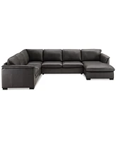 Closeout! Arond 144" 3-Pc. Leather Sectional with Chaise, Created for Macy's