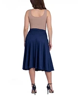 24Seven Comfort Apparel Women's Elastic Waistband Pocket Midi Skirt