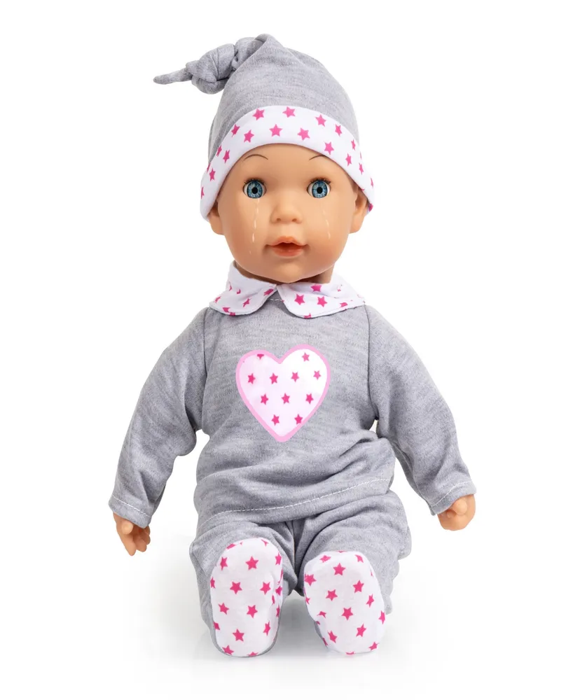 Bayer Design Doll Grey, Pink, Hearts, Interactive Tears Baby