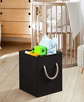 Foldable Linen Storage Cube Bin with Rope Handles - Set of 6