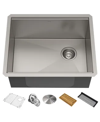 Kraus Kore in. Workstation Undermount 16 Gauge Single Bowl Stainless Steel Kitchen Sink with Accessories