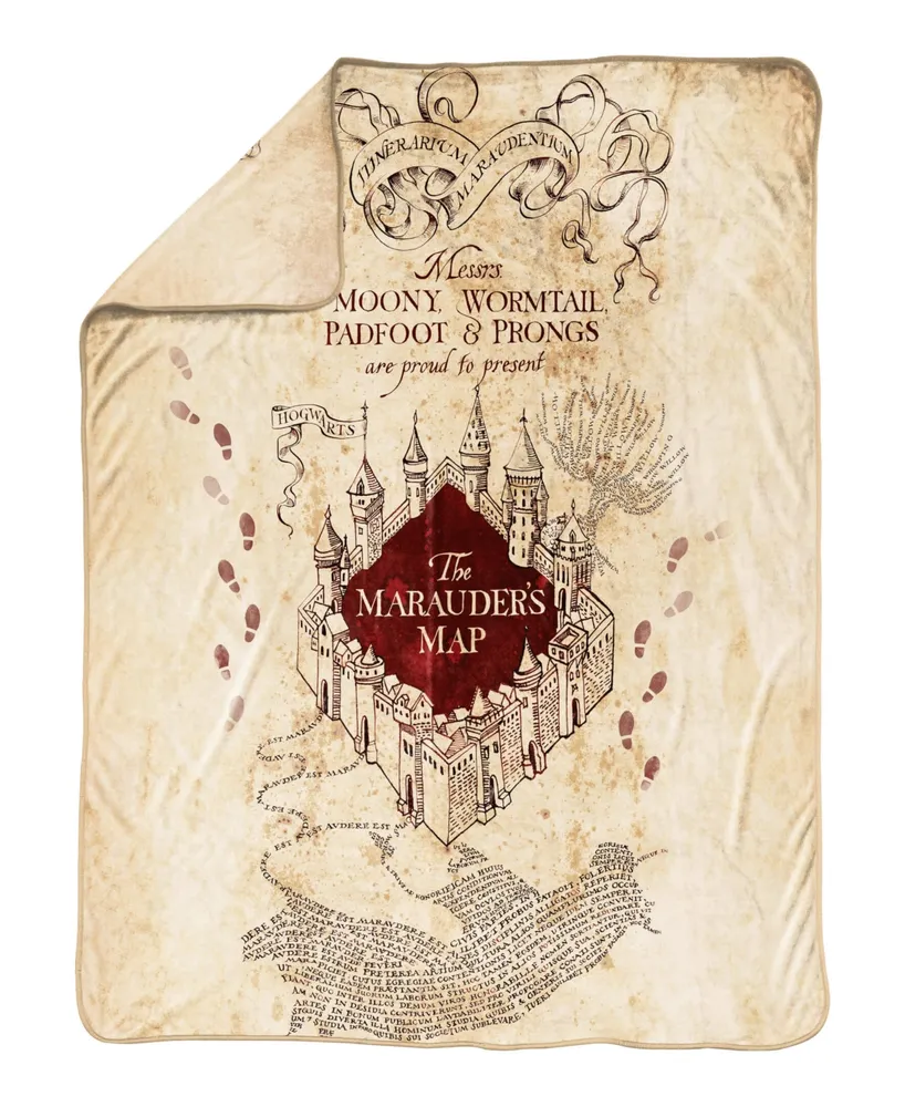 Jay Franco Harry Potter Marauders Map Silk Touch Throw, 70" x 50"