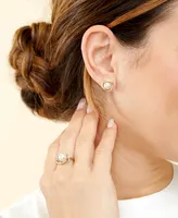 Honora Cultured Freshwater Pearl (7mm) & Diamond (1/8 ct. t.w.) Stud Earrings 14k Gold