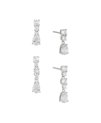 Eliot Danori Cubic Zirconia Linear and Drop Set Two Pair of Earrings (4 Pieces)