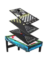 Sunnydaze Decor 10-in-1 Game Table with Billiards, Foosball and Hockey - Blue