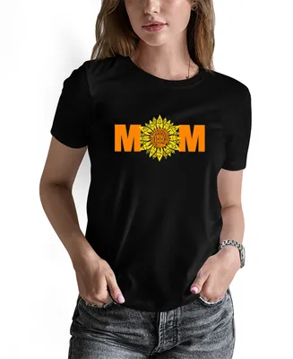 La Pop Art Women's Word Mom Sunflower Short Sleeve T-shirt