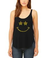 La Pop Art Women's Premium Rockstar Smiley Word Flowy Tank Top