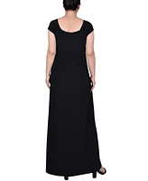 Ny Collection Petite Ruched Empire-Waist Maxi Dress