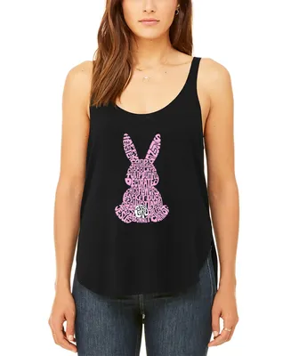 La Pop Art Women's Premium Easter Bunny Word Flowy Tank Top