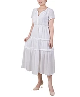 Ny Collection Petite Short Sleeve Tiered Midi Dress