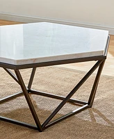 Steve Silver Corvus 36" Hexagonal Shape Marble Top Cocktail Table