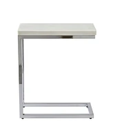 Steve Silver Echo 10" x 20" Marble and Chrome Chairside Table