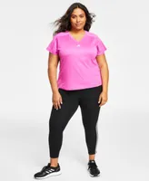 Adidas Plus Size Train Essentials V Neck T Shirt 3 Stripes Leggings