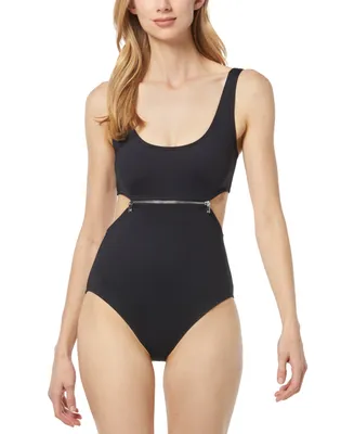 Michael Kors Women's Zip-Trim Cutout One-Piece Swimsuit