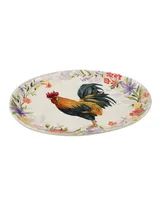 Certified International Floral Rooster Oval Platter 16"