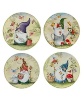 Certified International Garden Gnomes Set of 4 Salad Plate 9"