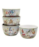 Certified International Garden Gnomes Set of 4 Ice Cream Bowl